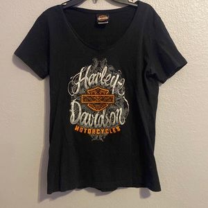 Womens v neck Harley Davidson graphic tee